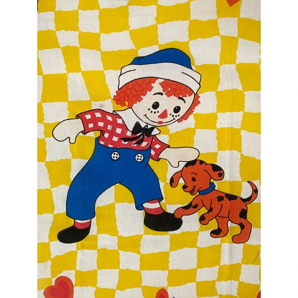 Vintage Raggedy Ann Andy Flat Sheet The Bobbs Merrill‎ Co JC Penney 1970's